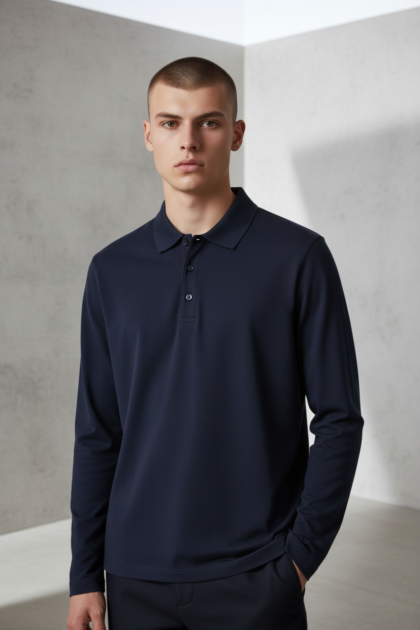 Polo de manga comprida unissexo