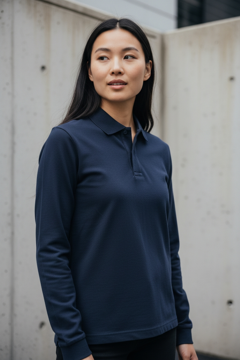 Polo de manga comprida unissexo