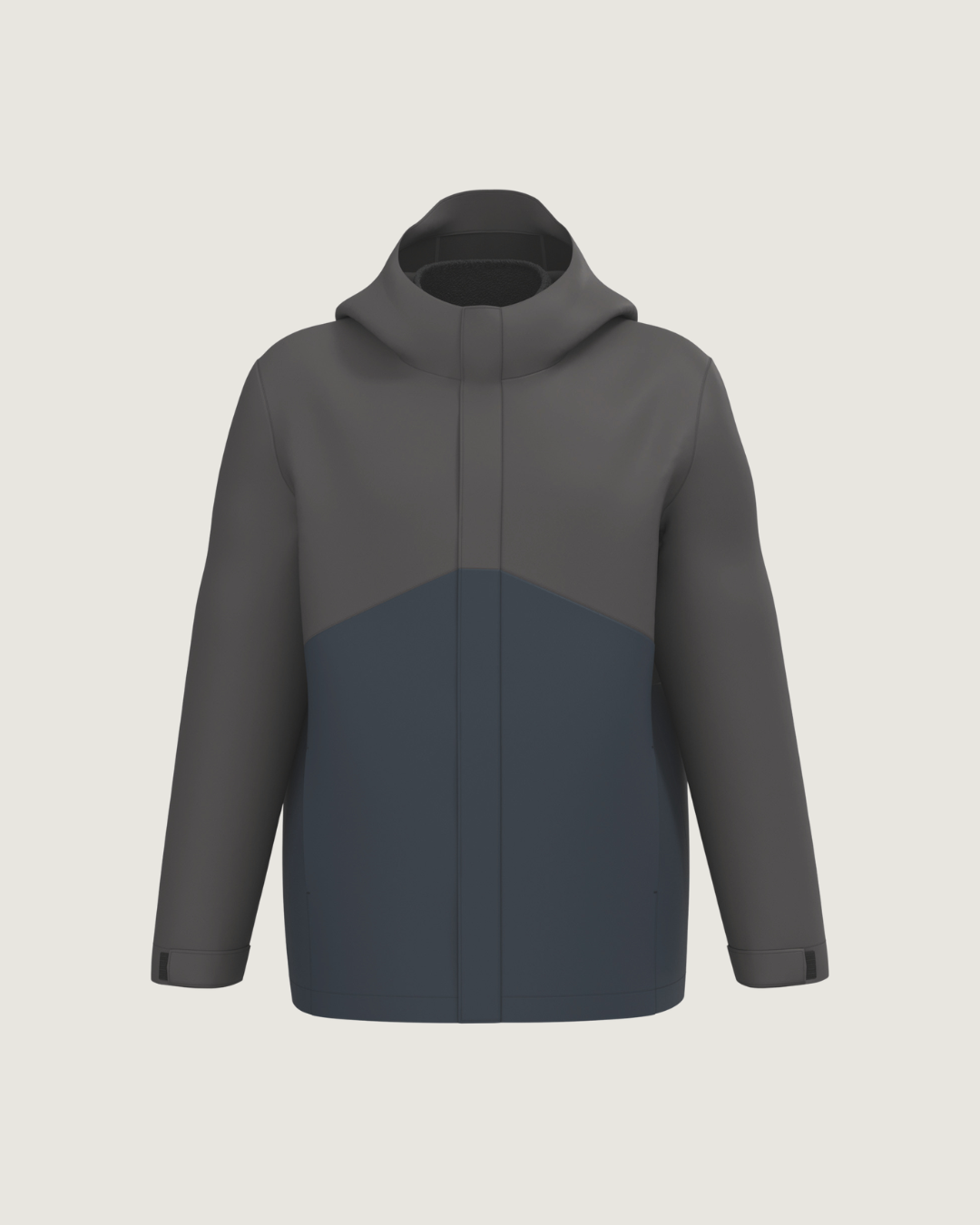 Parka 3 em 1 impermeável com capuz bicolor unissexo