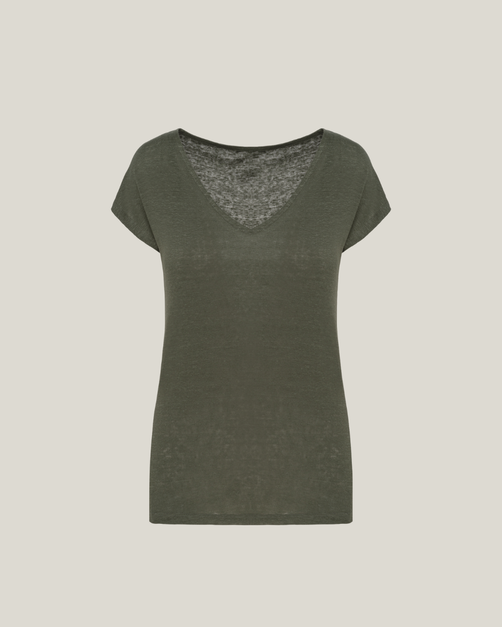 T-shirt em linho decote V de senhora
