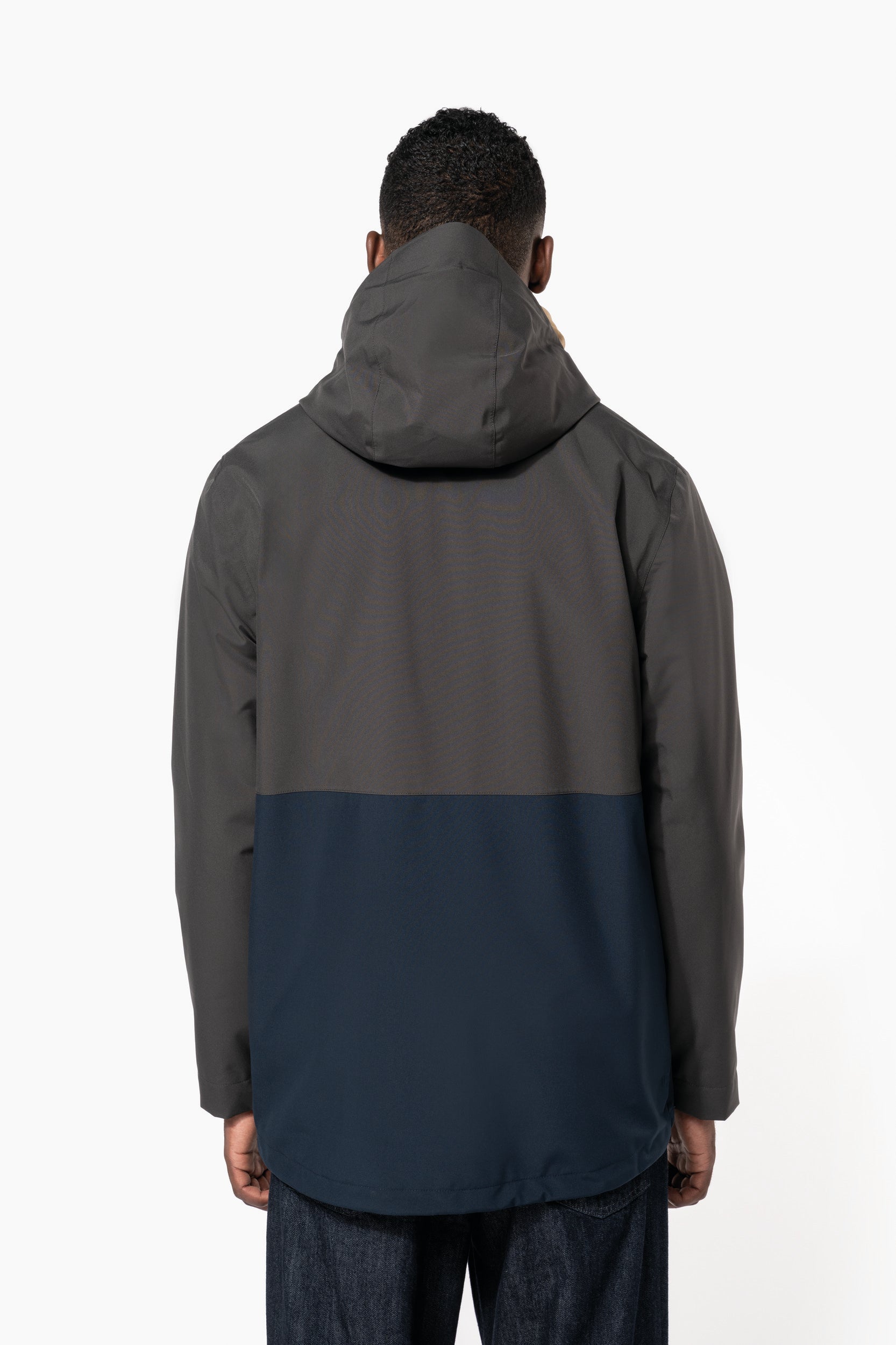 Parka 3 em 1 impermeável com capuz bicolor unissexo