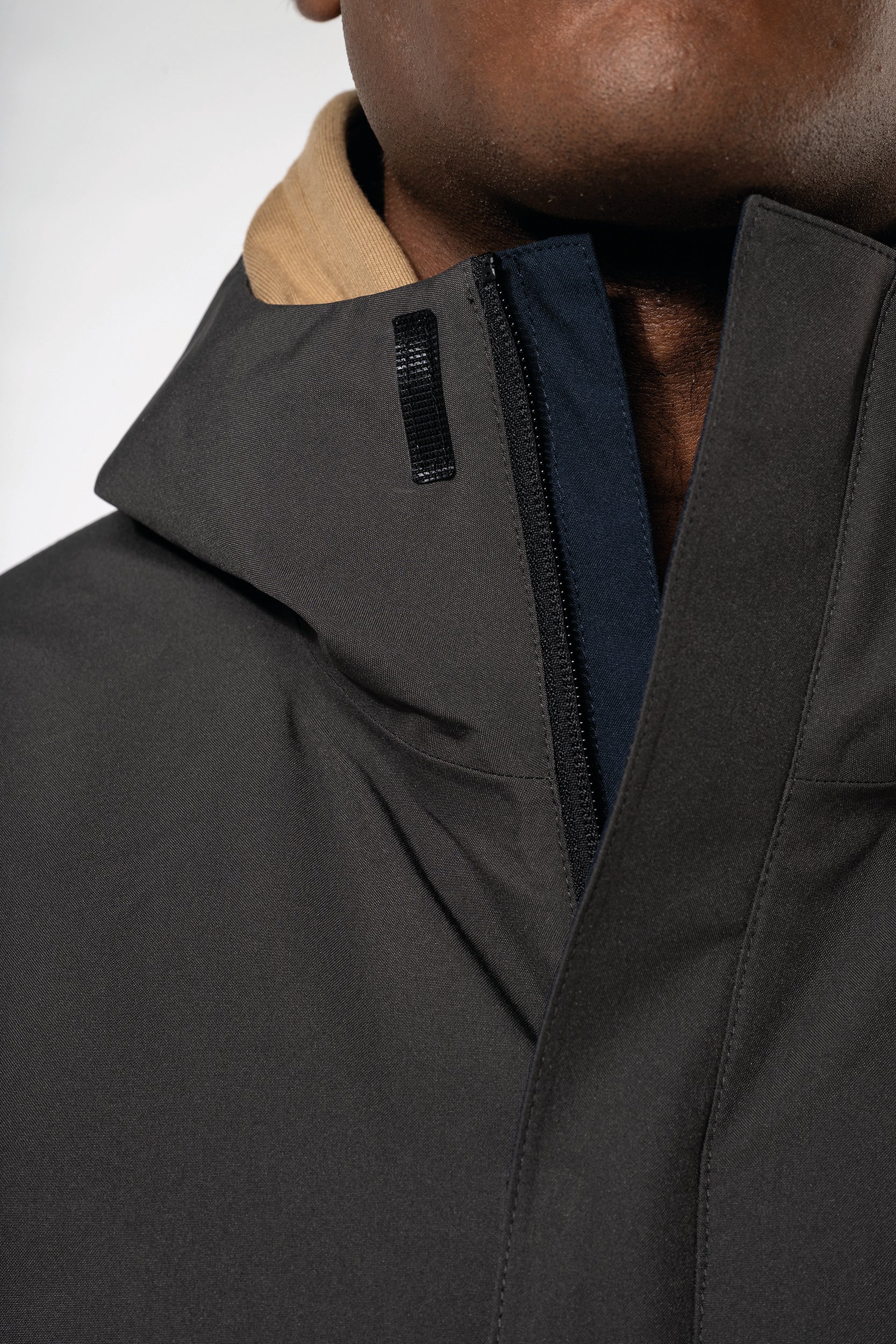 Parka 3 em 1 impermeável com capuz bicolor unissexo