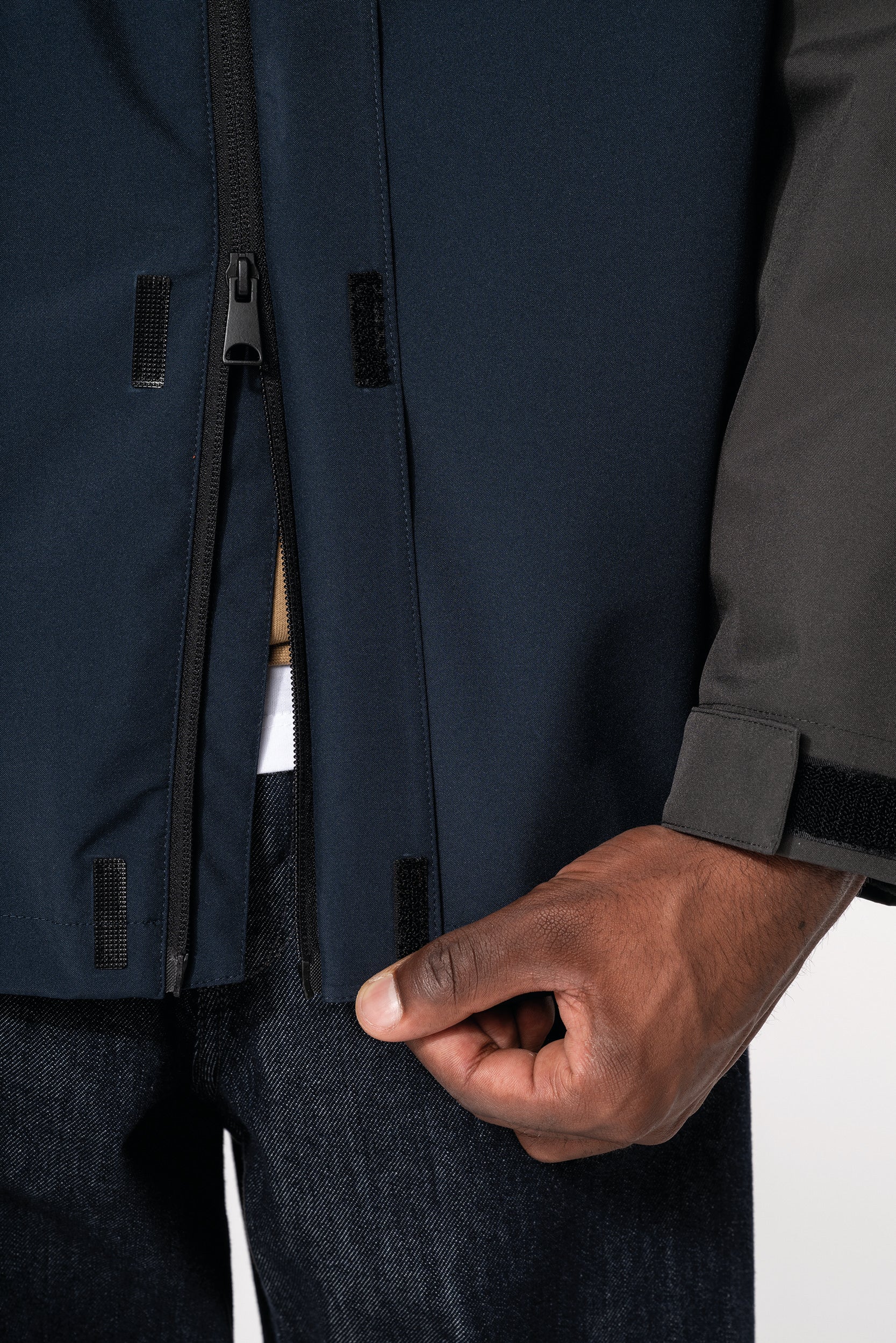 Parka 3 em 1 impermeável com capuz bicolor unissexo