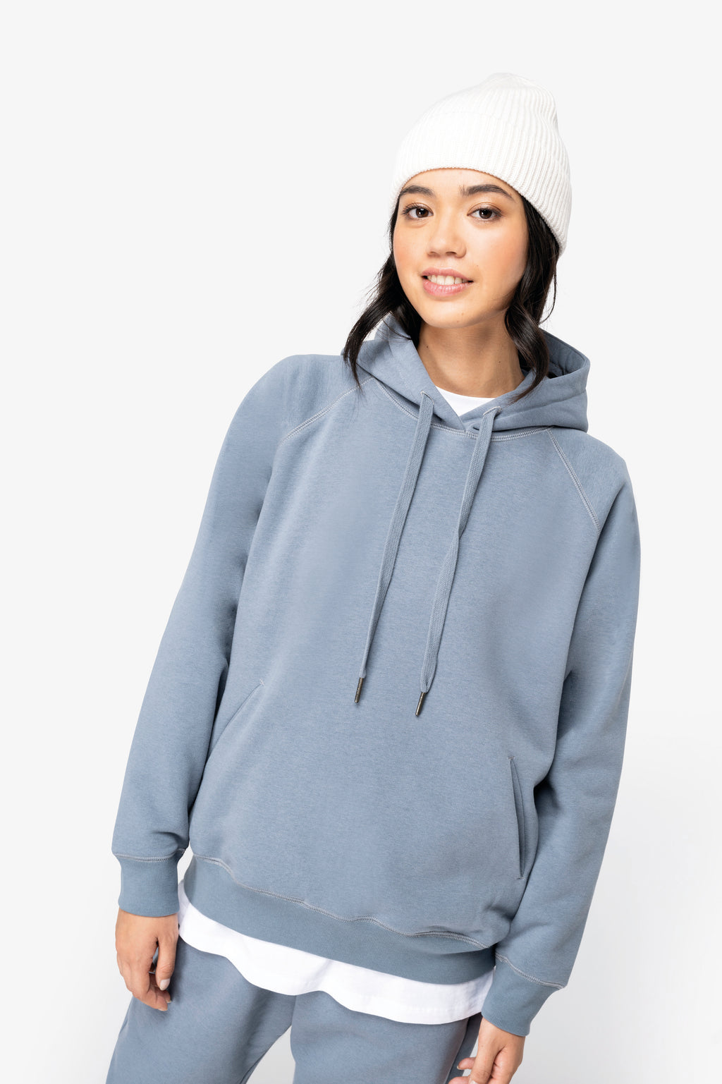 Sweatshirt raglan eco-responsável com capuz de senhora