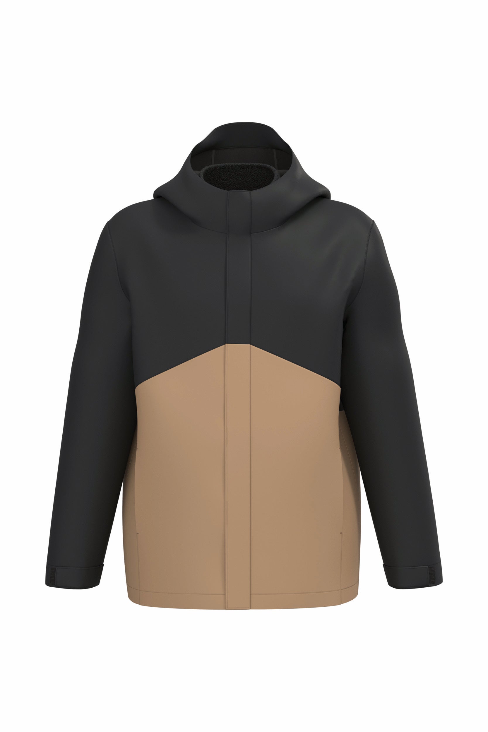 Parka 3 em 1 impermeável com capuz bicolor unissexo