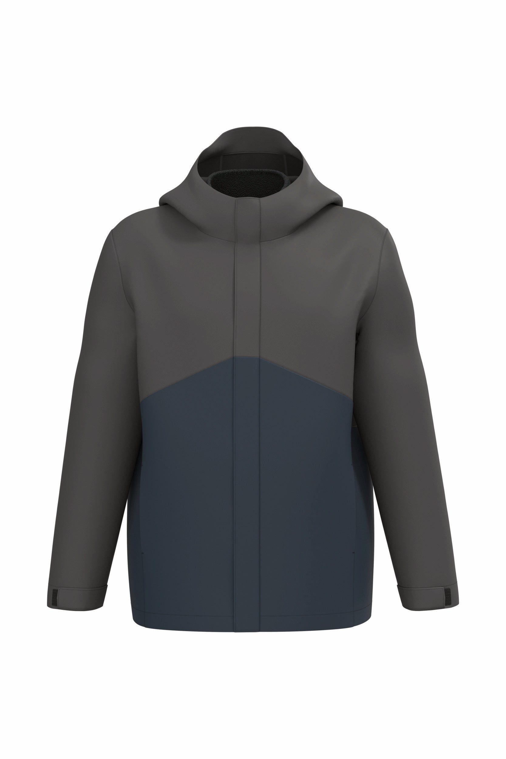 Parka 3 em 1 impermeável com capuz bicolor unissexo