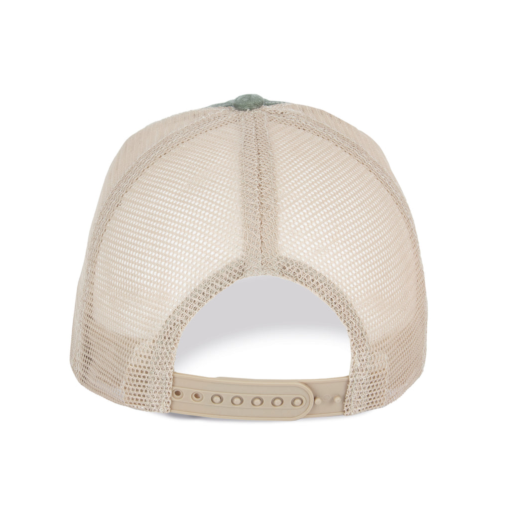Boné trucker eco-responsável com efeito rasgado unissexo