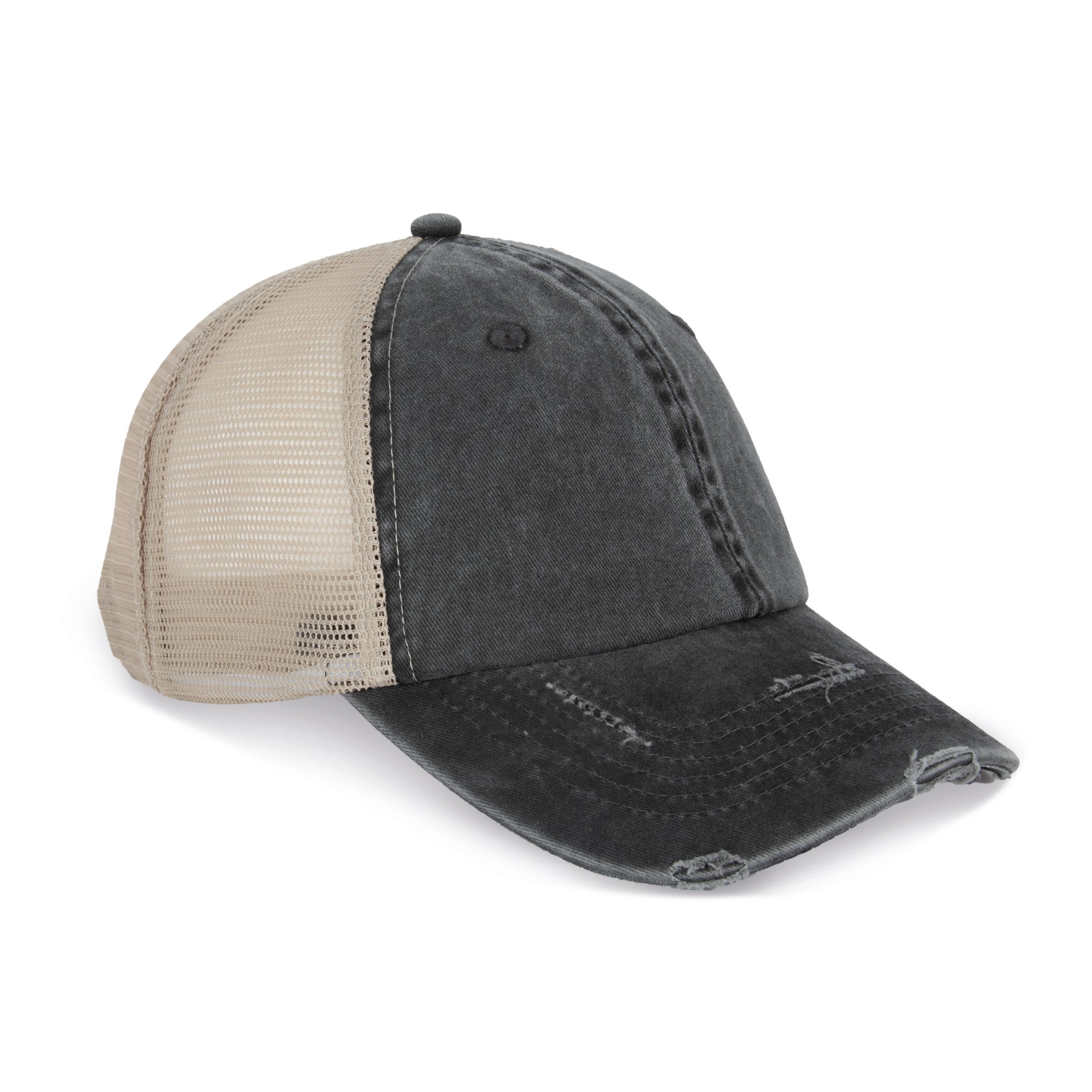 Boné trucker eco-responsável com efeito rasgado unissexo