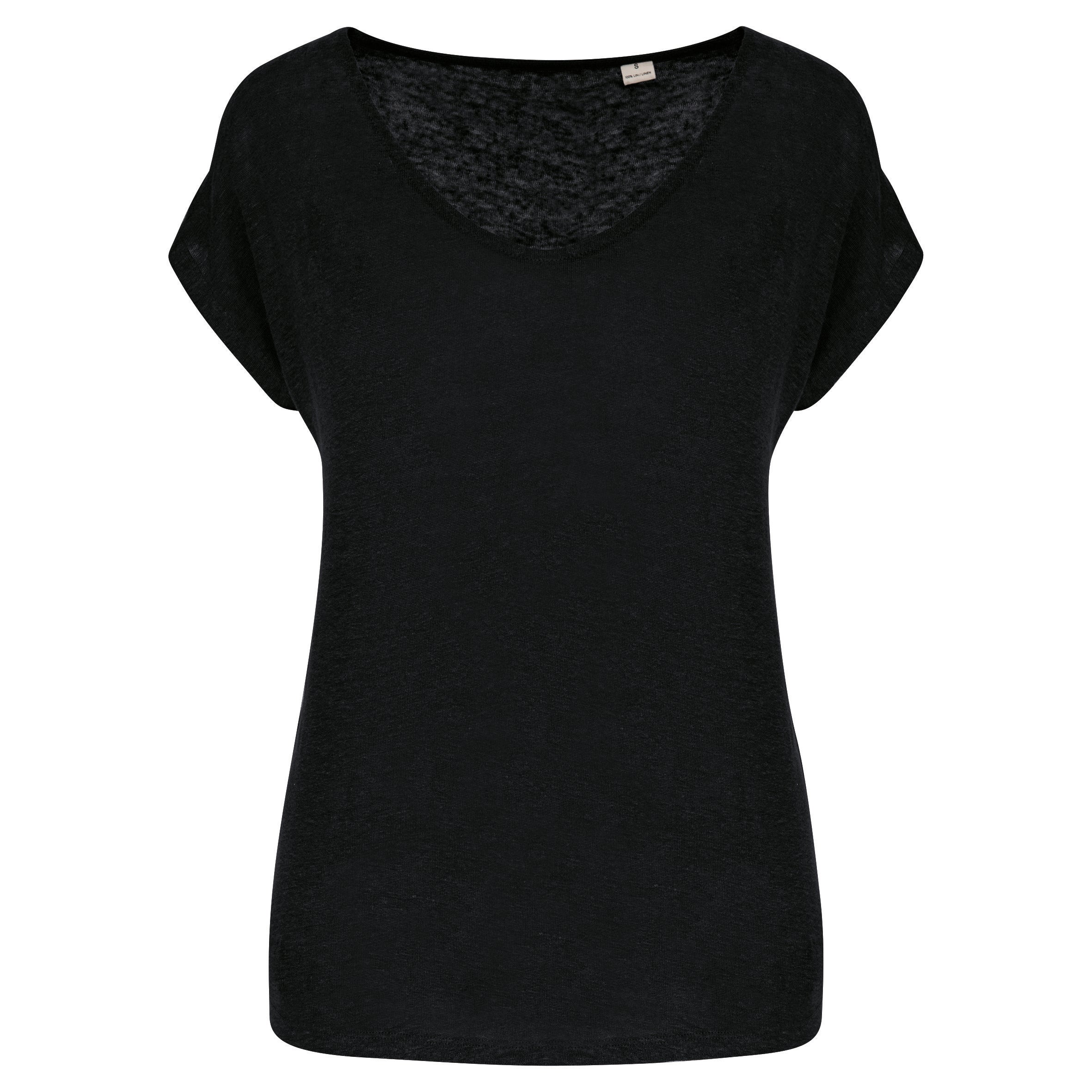 T-shirt em linho decote V de senhora