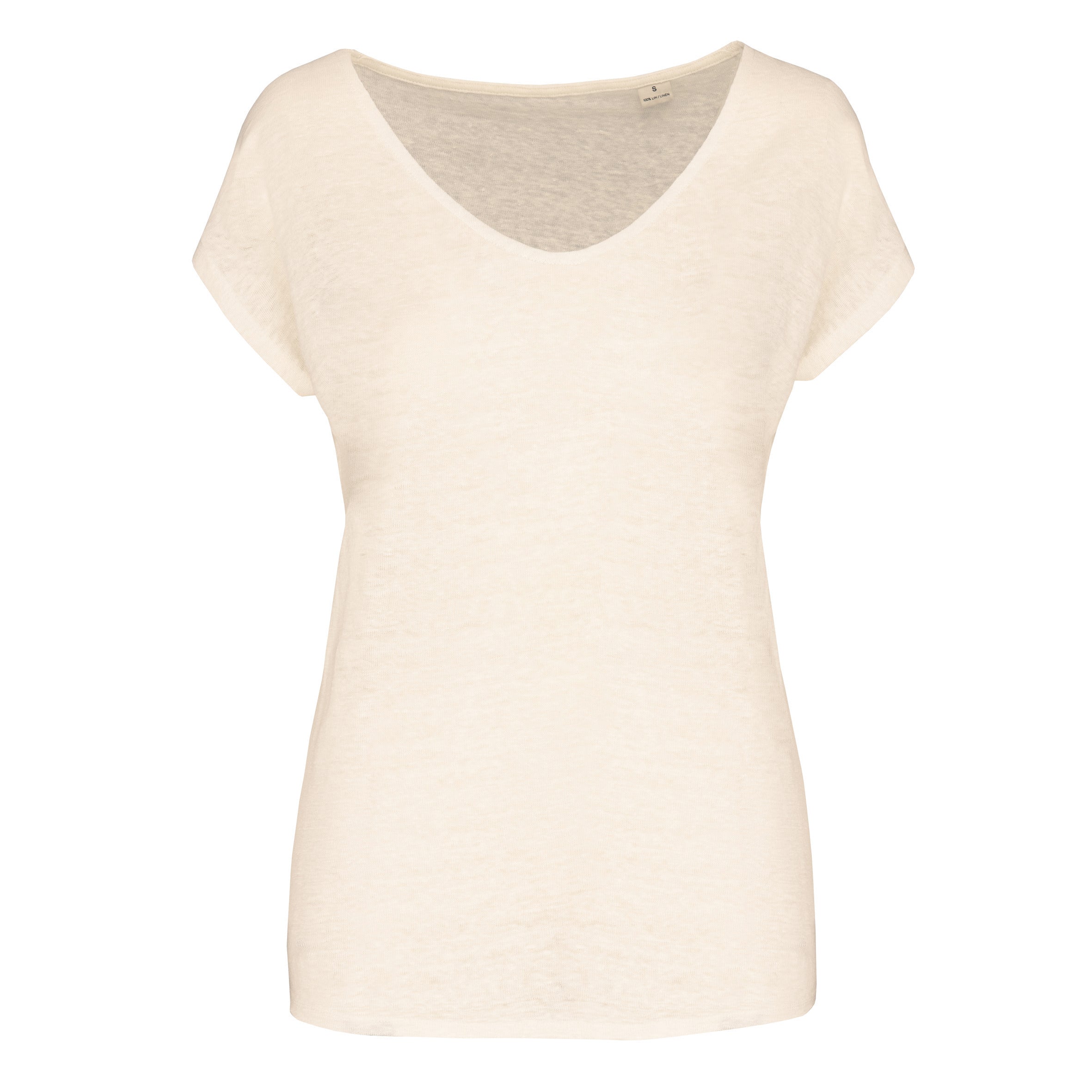 T-shirt em linho decote V de senhora