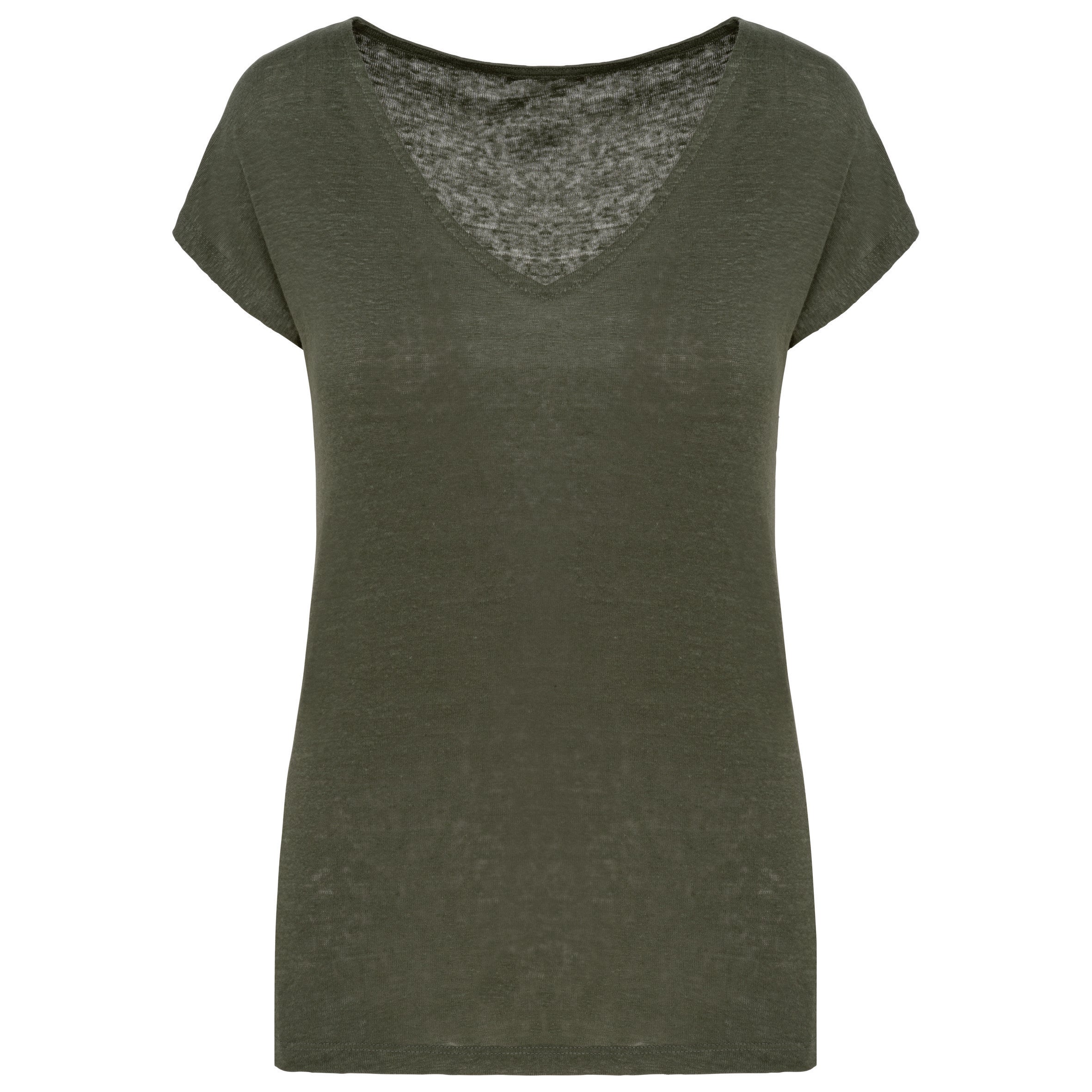 T-shirt em linho decote V de senhora