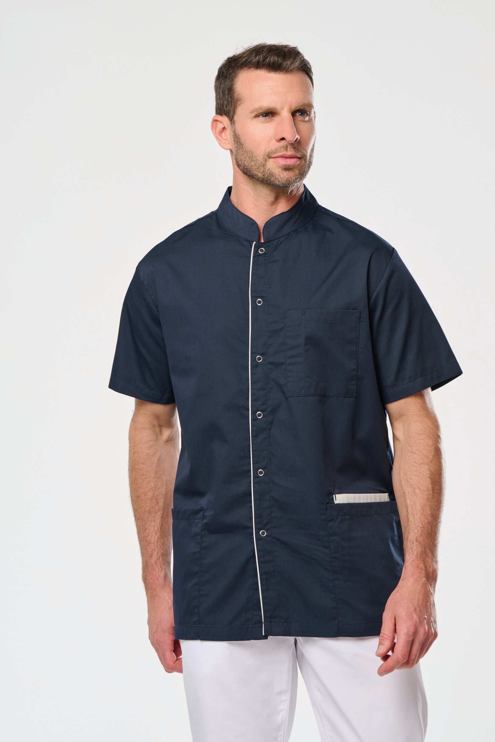 Bata poliéster/algodão com molas de pressão de homem