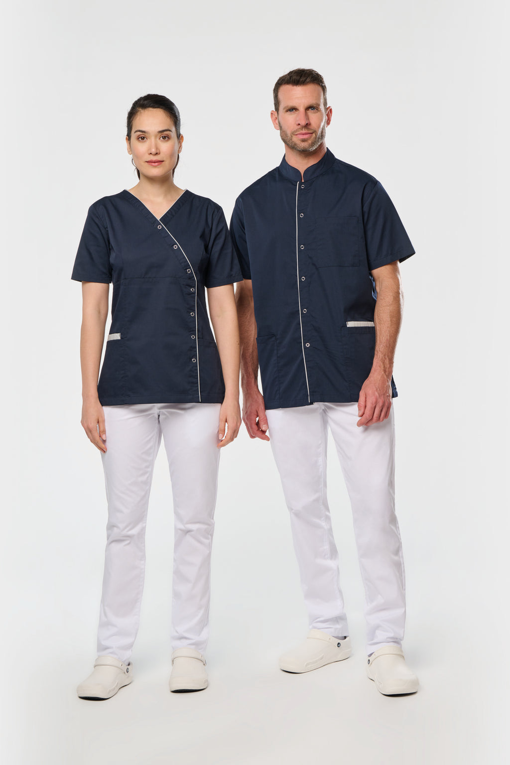 Bata poliéster/algodão com molas de pressão de homem