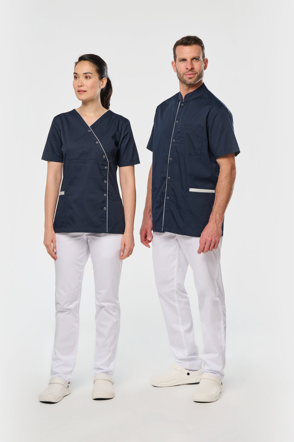 Bata poliéster/algodão com molas de pressão de homem