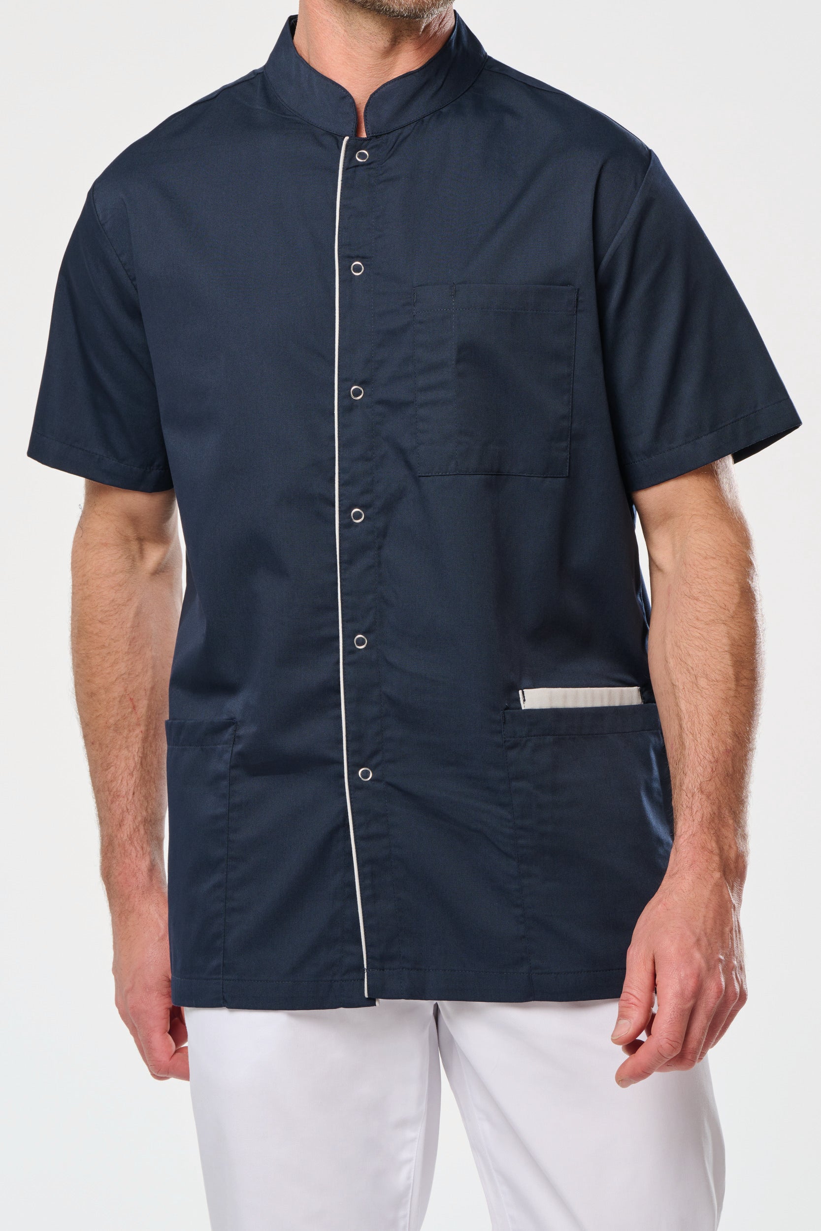 Bata poliéster/algodão com molas de pressão de homem