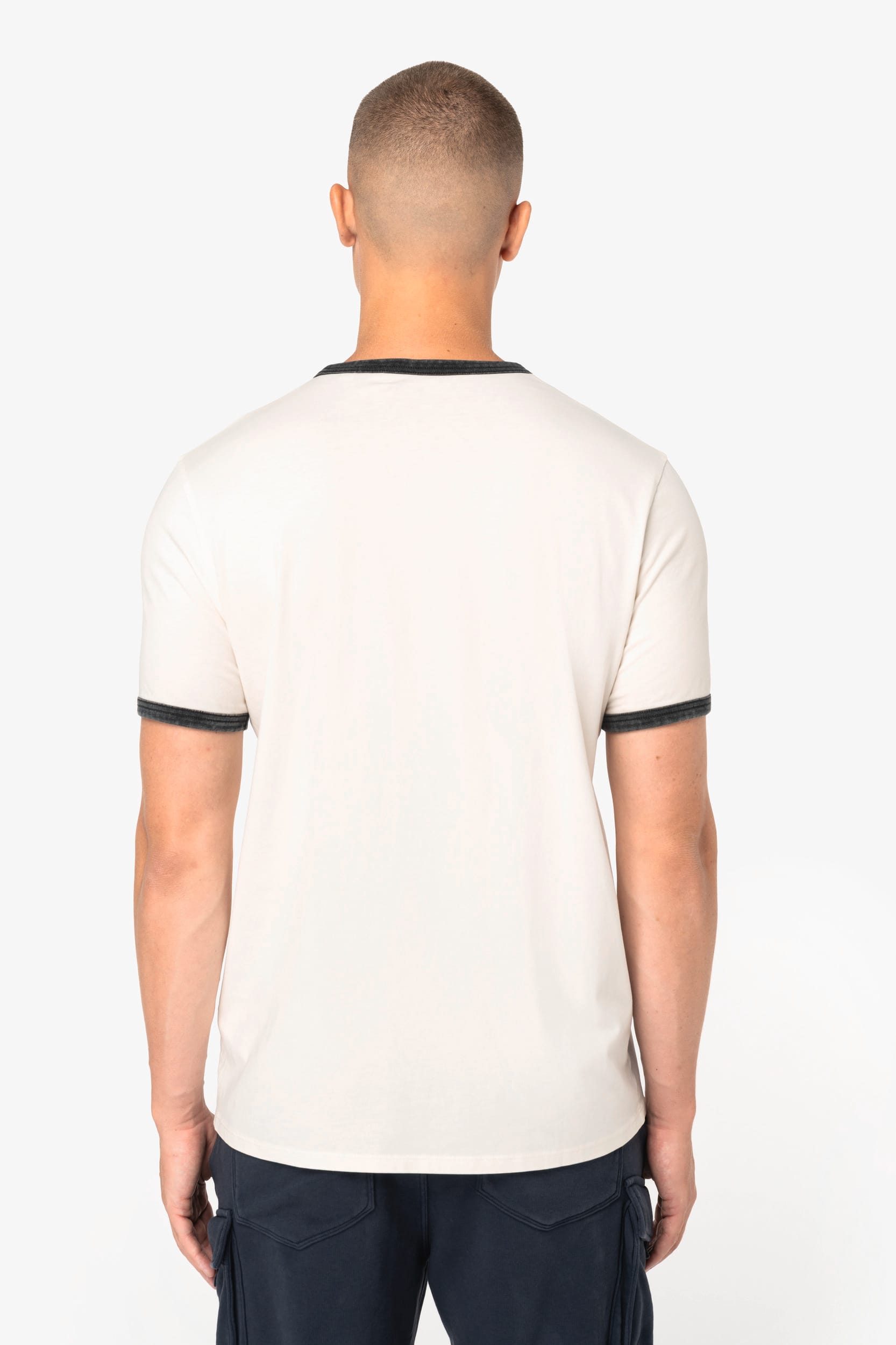T-shirt ringer eco-responsável com contrastes e aspecto lavado de homem