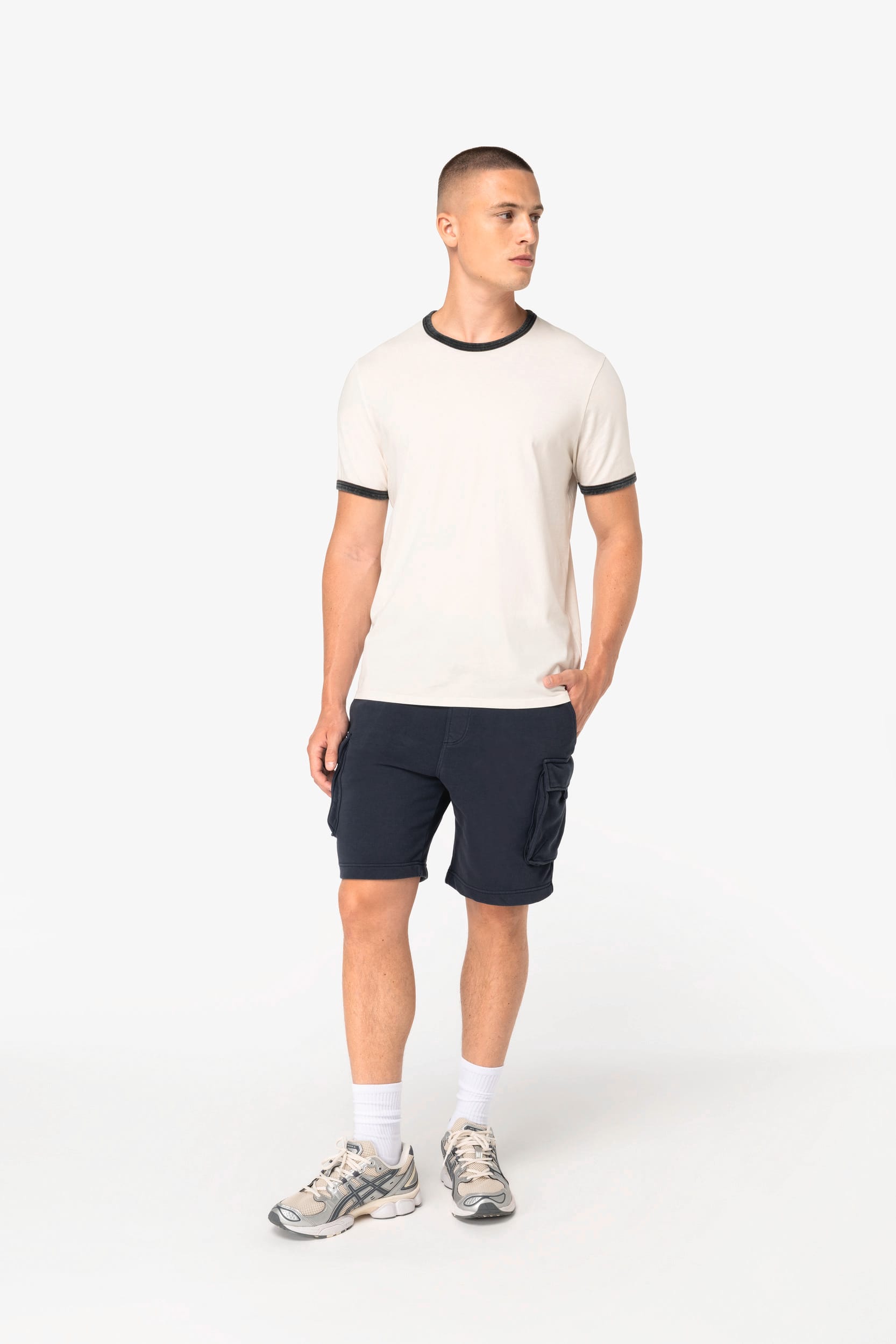 T-shirt ringer eco-responsável com contrastes e aspecto lavado de homem