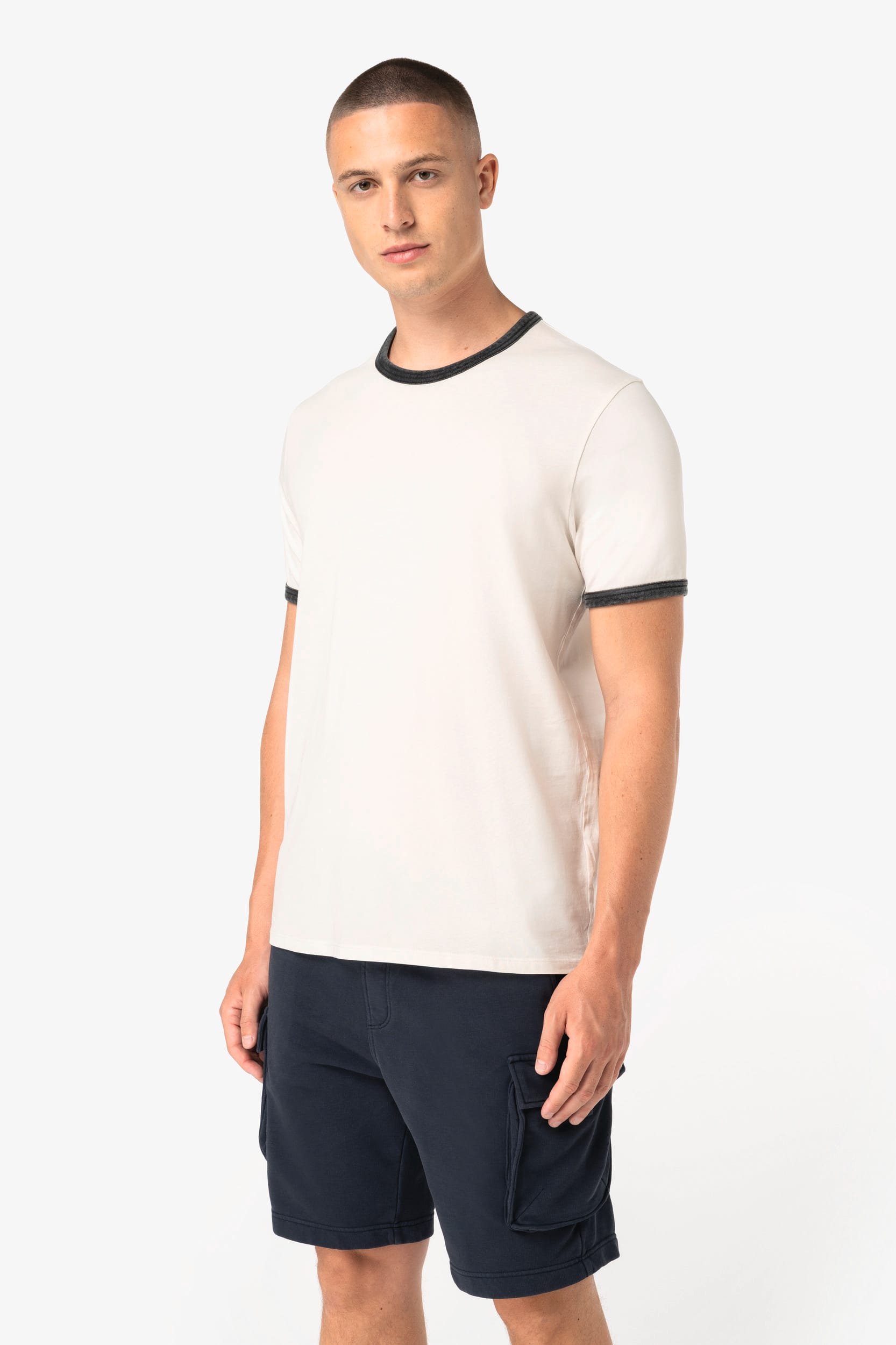 T-shirt ringer eco-responsável com contrastes e aspecto lavado de homem