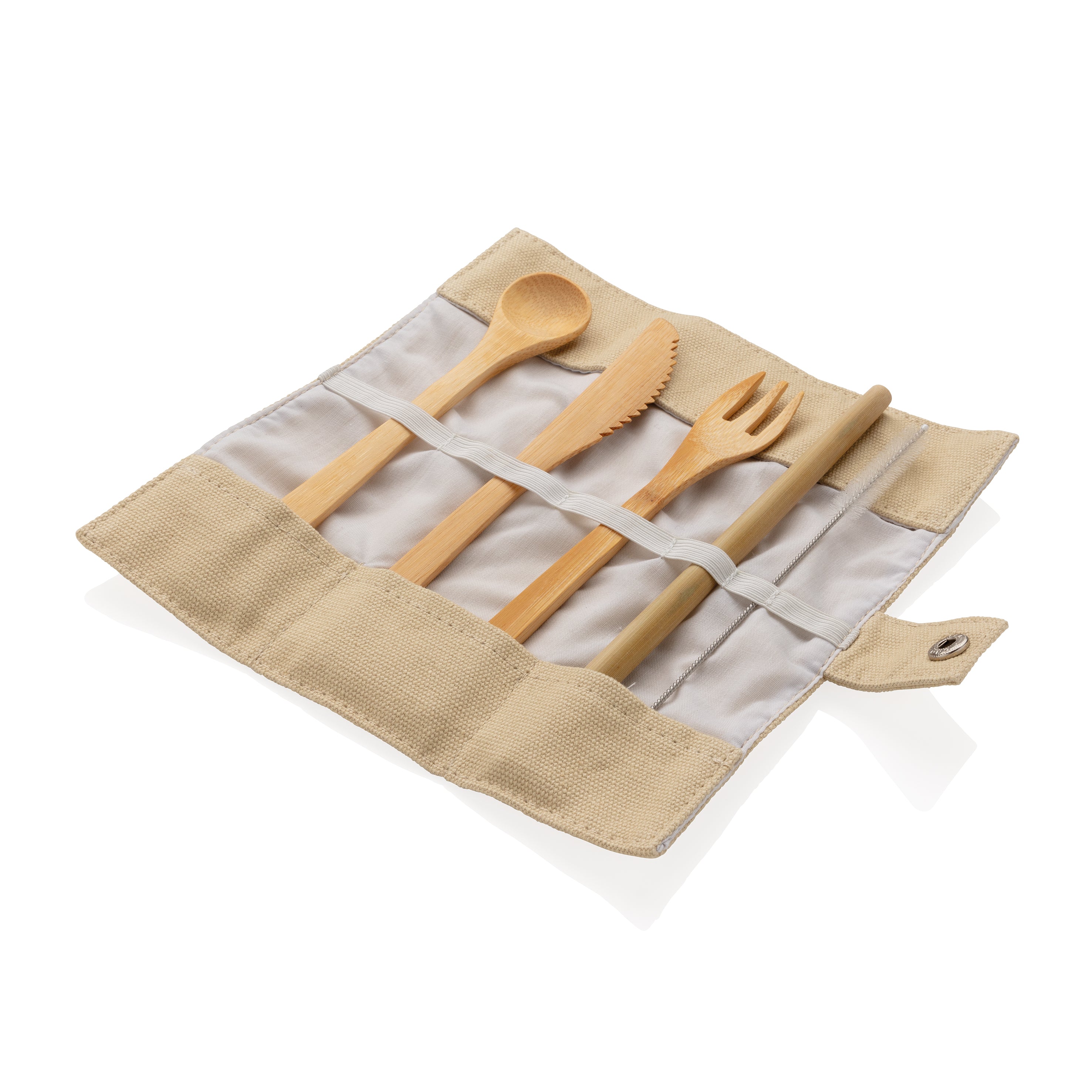 Conjunto de talheres de viagem reutilizáveis em bambu