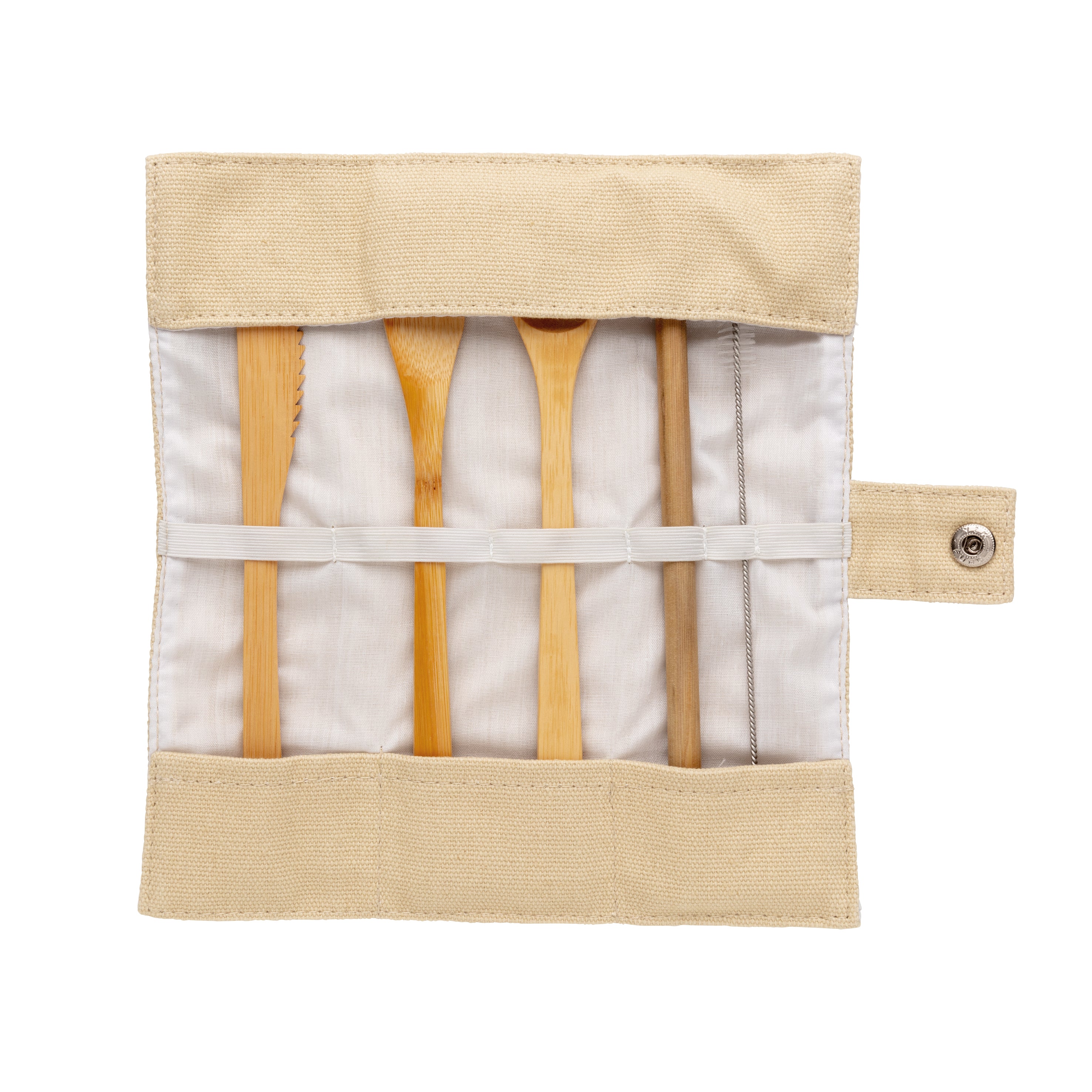Conjunto de talheres de viagem reutilizáveis em bambu