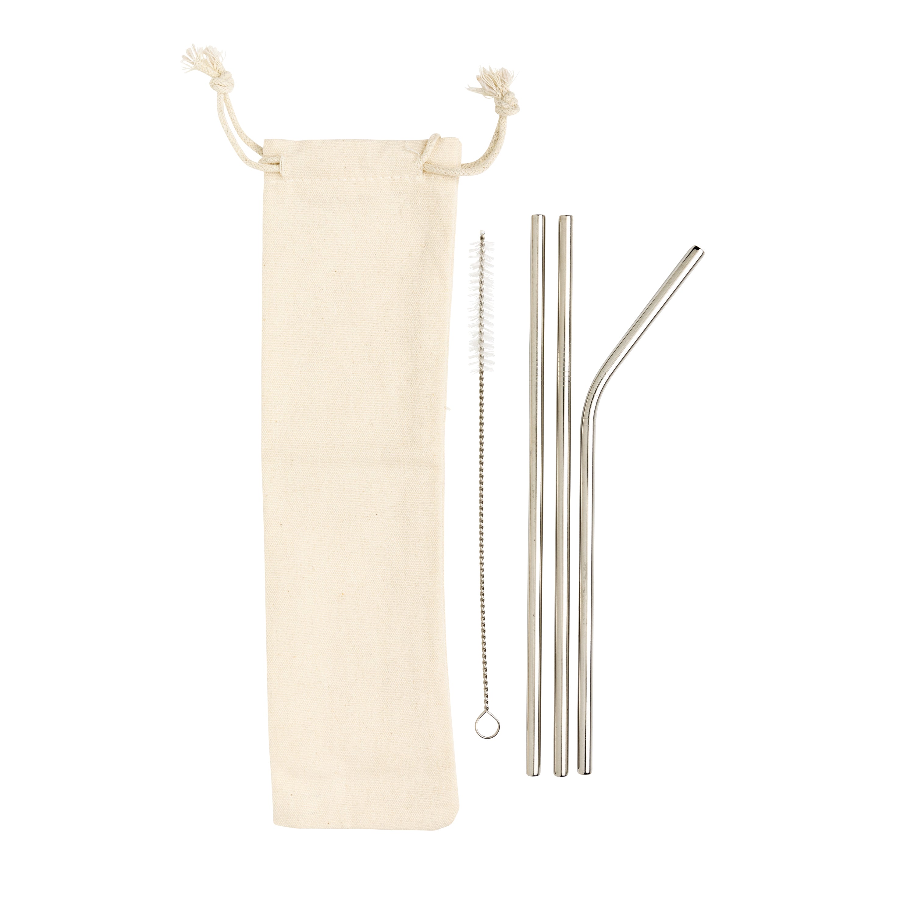 Conjunto de 3 palhinhas reutilizáveis em aço inoxidável
